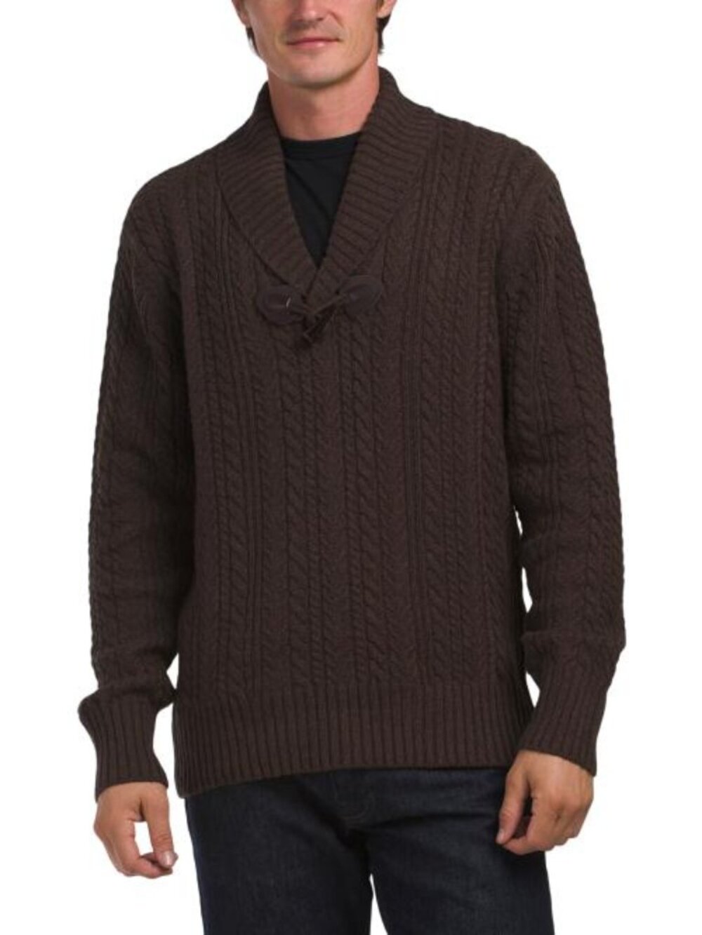 HUNTER Cable Knit Shawl Collar Sweater